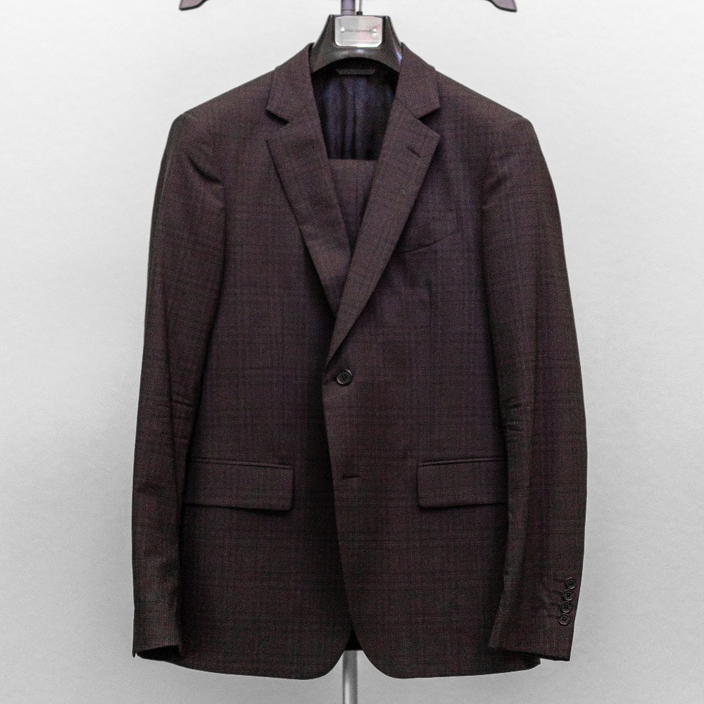 John Varvatos Mens Black Plaid Check Slim Fit